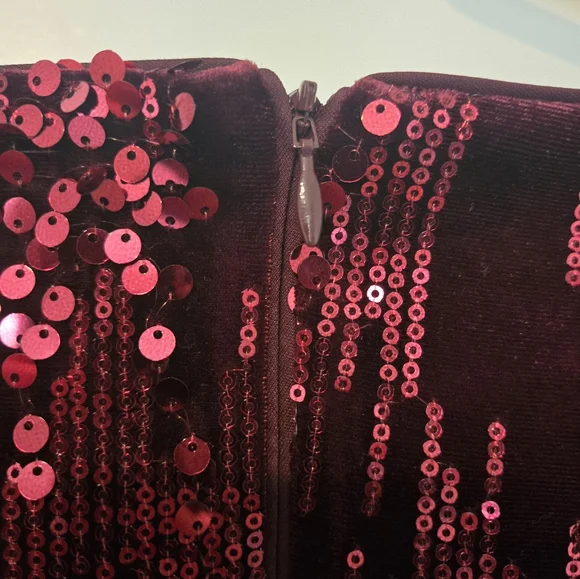Red Velvet Sequin Cocktail Dress - Picture 4 of 8